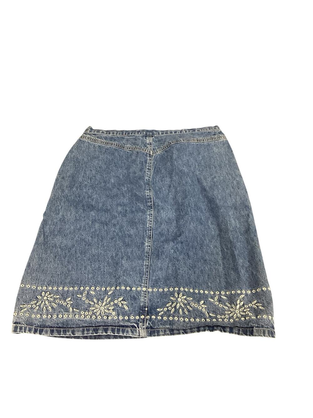 Vintage Gloria Vanderbilt Acid Wash Embroidered Denim Skirt Size 14
